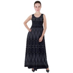 Boho Black And Silver Empire Waist Velour Maxi Dress by SpinnyChairDesigns