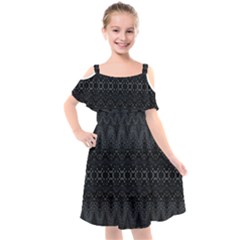 Boho Black And Silver Kids  Cut Out Shoulders Chiffon Dress by SpinnyChairDesigns