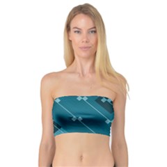 Teal Blue Stripes And Checks Bandeau Top by SpinnyChairDesigns