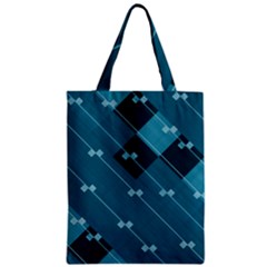 Teal Blue Stripes And Checks Zipper Classic Tote Bag by SpinnyChairDesigns