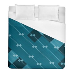 Teal Blue Stripes And Checks Duvet Cover (full/ Double Size) by SpinnyChairDesigns