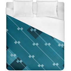 Teal Blue Stripes And Checks Duvet Cover (california King Size) by SpinnyChairDesigns