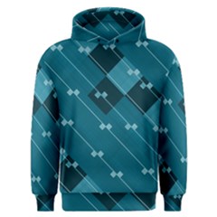 Teal Blue Stripes And Checks Men s Overhead Hoodie by SpinnyChairDesigns