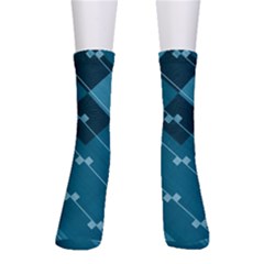 Teal Blue Stripes And Checks Men s Crew Socks