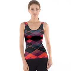 Pink Orange Black Diamond Pattern Tank Top by SpinnyChairDesigns