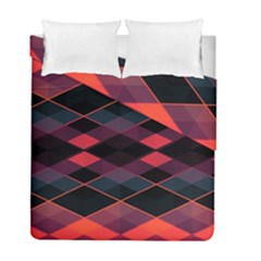 Pink Orange Black Diamond Pattern Duvet Cover Double Side (full/ Double Size) by SpinnyChairDesigns