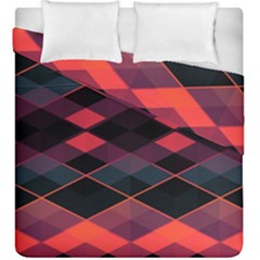 Pink Orange Black Diamond Pattern Duvet Cover Double Side (king Size) by SpinnyChairDesigns