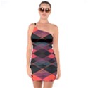 Pink Orange Black Diamond Pattern One Soulder Bodycon Dress View1