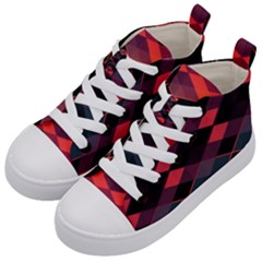 Pink Orange Black Diamond Pattern Kids  Mid-top Canvas Sneakers by SpinnyChairDesigns