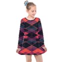 Pink Orange Black Diamond Pattern Kids  Long Sleeve Dress View1