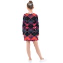 Pink Orange Black Diamond Pattern Kids  Long Sleeve Dress View2