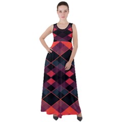 Pink Orange Black Diamond Pattern Empire Waist Velour Maxi Dress by SpinnyChairDesigns