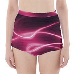 Neon Pink Glow High-waisted Bikini Bottoms by SpinnyChairDesigns