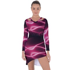 Neon Pink Glow Asymmetric Cut-out Shift Dress by SpinnyChairDesigns