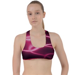 Neon Pink Glow Criss Cross Racerback Sports Bra by SpinnyChairDesigns