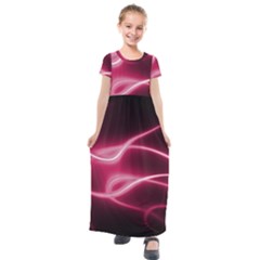 Neon Pink Glow Kids  Short Sleeve Maxi Dress