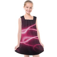 Neon Pink Glow Kids  Cross Back Dress by SpinnyChairDesigns