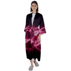 Neon Pink Glow Maxi Satin Kimono by SpinnyChairDesigns