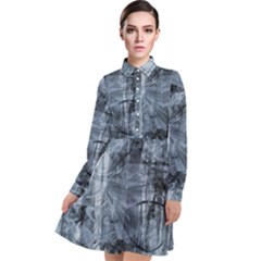 Faded Blue Texture Long Sleeve Chiffon Shirt Dress by SpinnyChairDesigns