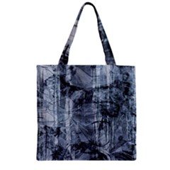 Faded Blue Texture Zipper Grocery Tote Bag by SpinnyChairDesigns