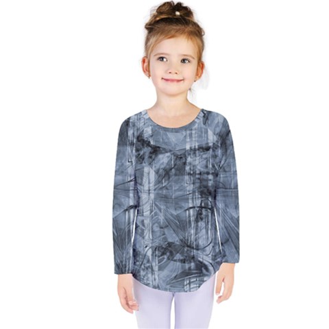 Faded Blue Texture Kids  Long Sleeve Tee by SpinnyChairDesigns