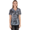 Faded Blue Texture Women s V-Neck Scrub Top View1