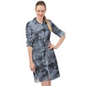 Faded Blue Texture Long Sleeve Mini Shirt Dress View1