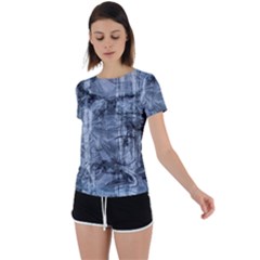 Faded Blue Texture Back Circle Cutout Sports Tee by SpinnyChairDesigns