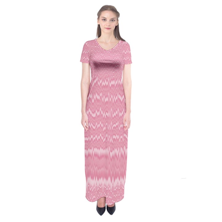 Boho Pink Stripes Short Sleeve Maxi Dress