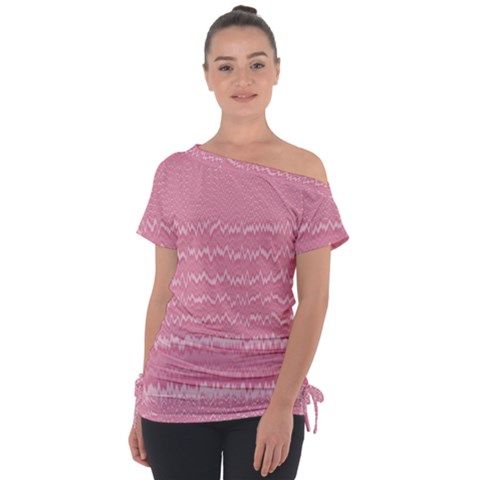 Boho Pink Stripes Tie-up Tee by SpinnyChairDesigns