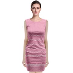 Boho Pink Stripes Sleeveless Velvet Midi Dress by SpinnyChairDesigns