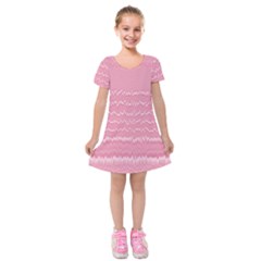 Boho Pink Stripes Kids  Short Sleeve Velvet Dress by SpinnyChairDesigns