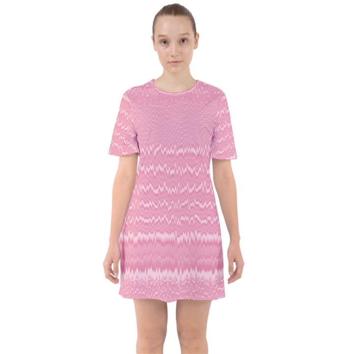 Boho Pink Stripes Sixties Short Sleeve Mini Dress