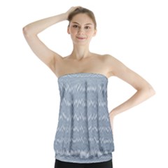 Boho Faded Blue Stripes Strapless Top by SpinnyChairDesigns