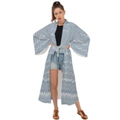 Boho Faded Blue Stripes Maxi Kimono by SpinnyChairDesigns