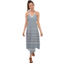 Boho Faded Blue Stripes Halter Tie Back Dress  View1