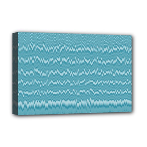 Boho Teal Stripes Deluxe Canvas 18  X 12  (stretched) by SpinnyChairDesigns