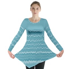 Boho Teal Stripes Long Sleeve Tunic  by SpinnyChairDesigns