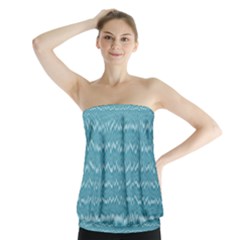 Boho Teal Stripes Strapless Top by SpinnyChairDesigns