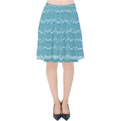 Boho Teal Stripes Velvet High Waist Skirt by SpinnyChairDesigns