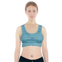 Boho Teal Stripes Sports Bra With Pocket by SpinnyChairDesigns