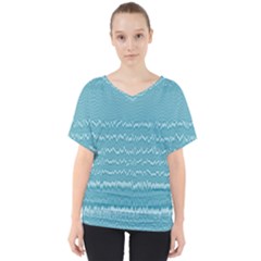 Boho Teal Stripes V-neck Dolman Drape Top by SpinnyChairDesigns