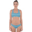 Boho Teal Stripes Cross Back Hipster Bikini Set View1