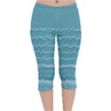 Boho Teal Stripes Velvet Capri Leggings  View1