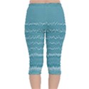 Boho Teal Stripes Velvet Capri Leggings  View2