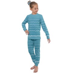 Boho Teal Stripes Kids  Long Sleeve Set  by SpinnyChairDesigns