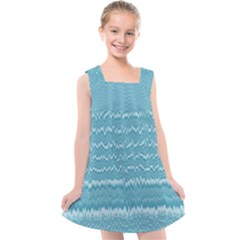 Boho Teal Stripes Kids  Cross Back Dress by SpinnyChairDesigns