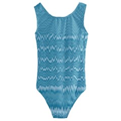 Boho Teal Stripes Kids  Cut-out Back One Piece Swimsuit by SpinnyChairDesigns