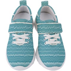 Boho Teal Stripes Kids  Velcro Strap Shoes by SpinnyChairDesigns