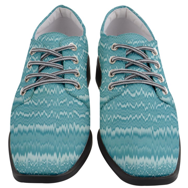 Boho Teal Stripes Women Heeled Oxford Shoes